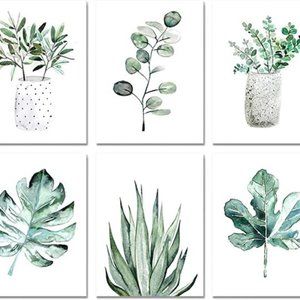 Botanical Prints Wall Art Room Decor , 8x10 Canvas Poster Unframed Set of 6...